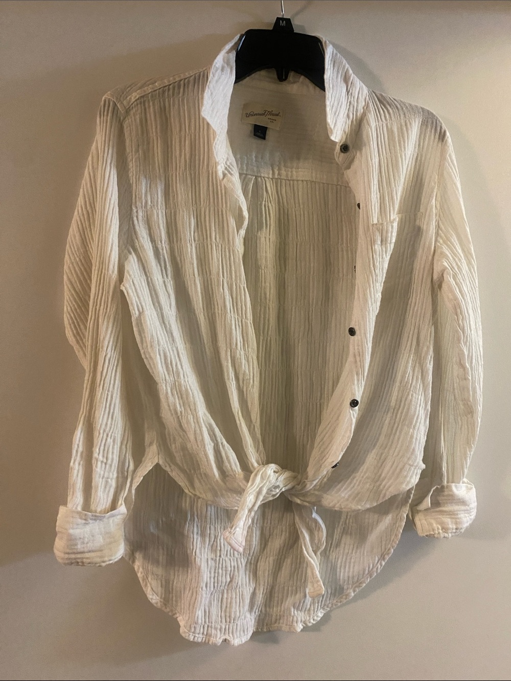 St. John's Bay White Textured Tie-Front Button-Down Shirt